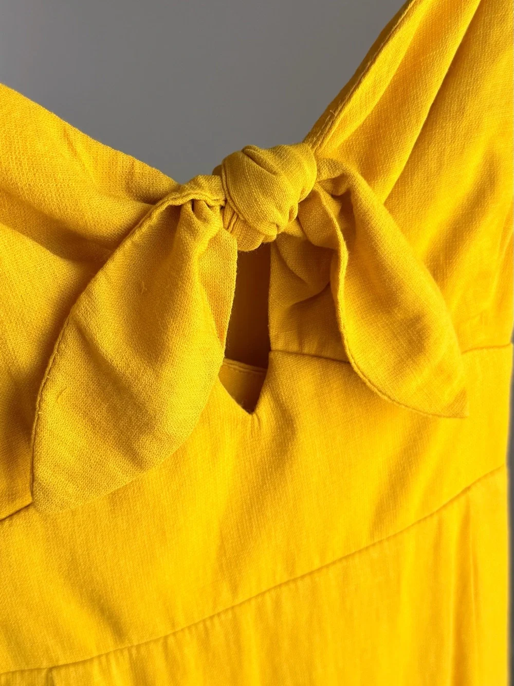 Yellow Ruffle Tie-Front  Dress